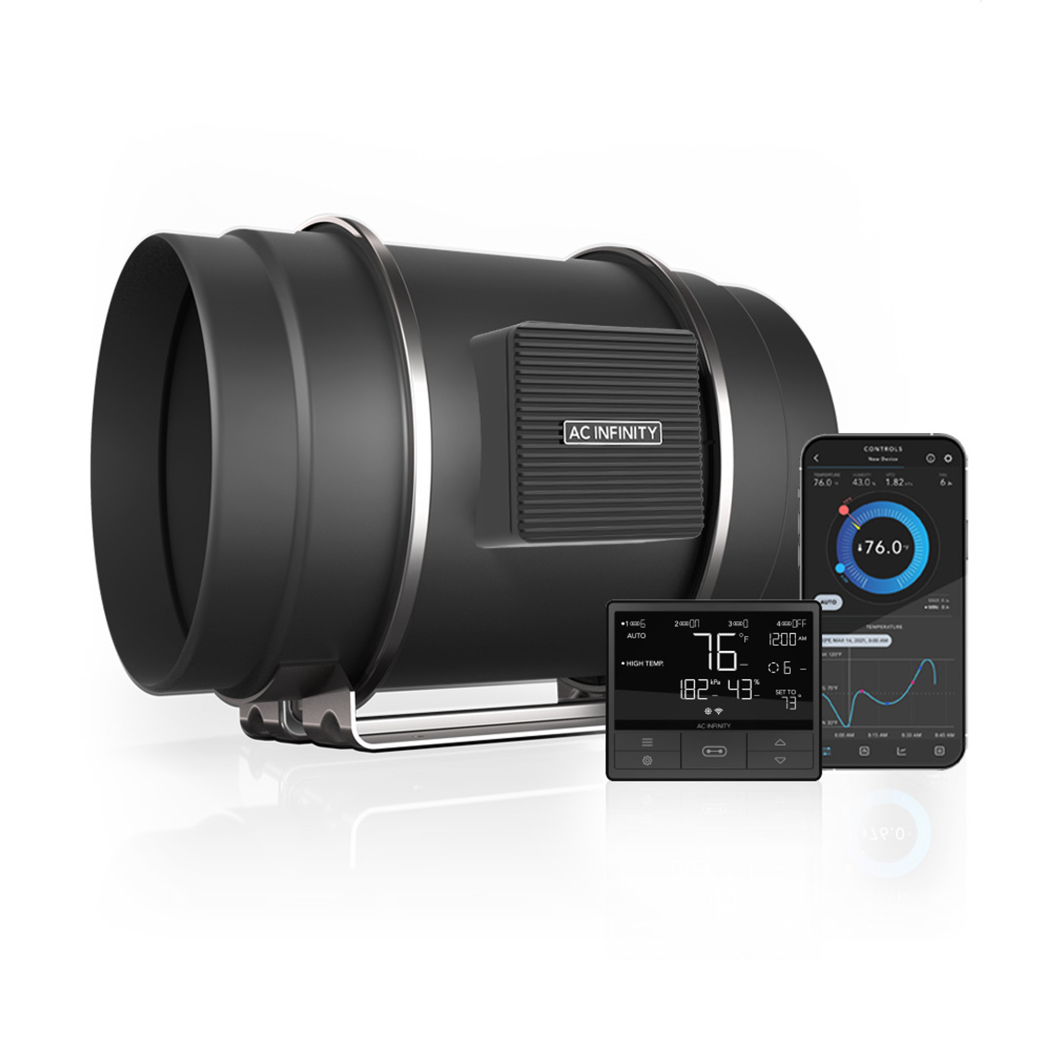 AC Infinity CLOUDLINE PRO T8 200mm 1371m³/h mit Temperatur- und Feuchtigkeitssteuerung